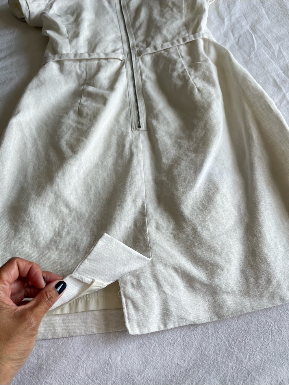 Sandra Angelozzi 100% Linen White Square Neck Dress Fully Lined EU 36 US 6 - Picture 13 of 16